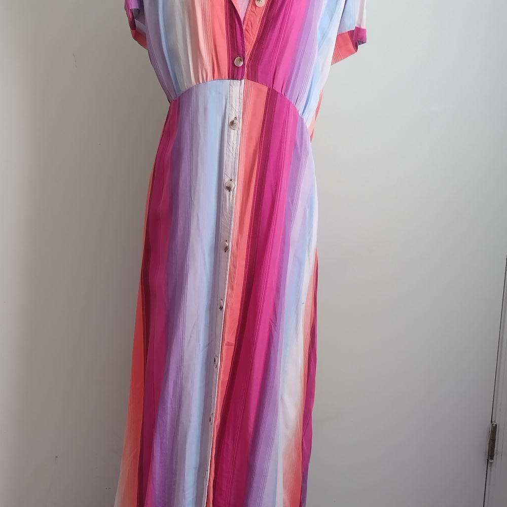 Multicolor Striped Button-Down Dress - Picture 2 of 6